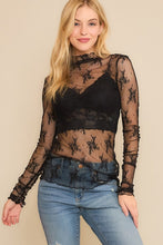Load image into Gallery viewer, Midnight Moves Mesh Long Sleeve Top - Black