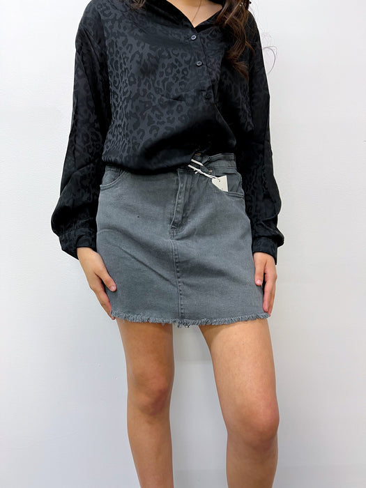 Let Them Talk Denim Skirt (Black)